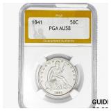 1841 Seated Liberty Half Dollar PGA AU58