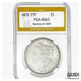 1878 REV 78 Morgan Silver Dollar PGA MS63