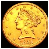 1855-D $5 Gold Half Eagle