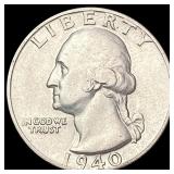 1940-D Washington Silver Quarter CLOSELY UNCIRCULA