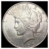 1923-S Silver Peace Dollar CHOICE AU