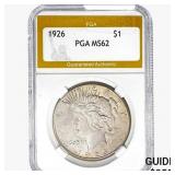 1926 Silver Peace Dollar PGA MS62