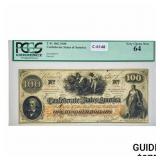 1862 $100 HOER CSA CONFEDERATE NOTE PCGS UNC-64