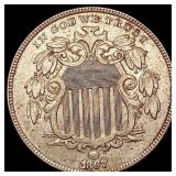 1867 "No Ray" Shield Nickel CLOSELY UNCIRCULATED