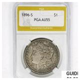 1896-S Morgan Silver Dollar PGA AU55