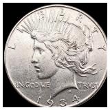 1934 Silver Peace Dollar CHOICE AU