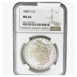 1880-S Morgan Silver Dollar NGC MS64