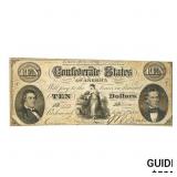 T-25 1861 $10 CSA CONFEDERATE NOTE