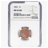 1866 Indian Head Cent NGC MS65 RB