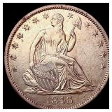 1846-O Med Date Seated Liberty Half Dollar UNCIRCU