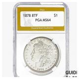 1878 87F Morgan Silver Dollar PGA MS64