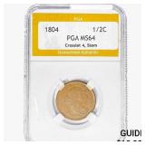 1804 Draped Bust Half Cent PGA MS64 Crosslet4,Stem