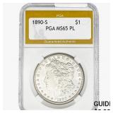 1890-S Morgan Silver Dollar PGA MS65 PL