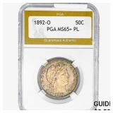 1892-O Barber Half Dollar PGA MS65+ PL