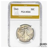 1943 Walking Liberty Half Dollar PGA MS66