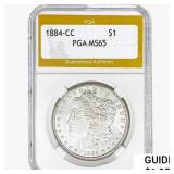 1884-CC Morgan Silver Dollar PGA MS65