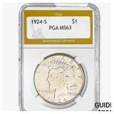 1924-S Silver Peace Dollar PGA MS63