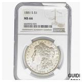 1881-S Morgan Silver Dollar NGC MS66