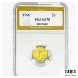 1990 1/10oz Gold $5 Eagle PGA MS70