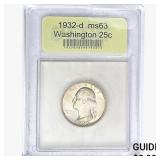 1932-D Washington Silver Quarter USCG MS63