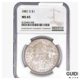 1881-S Morgan Silver Dollar NGC MS65