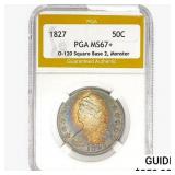 1827 Capped Bust Half Dollar PGA MS67+ O-120, Sq.