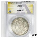 1921-D Morgan Silver Dollar ANACS MS64