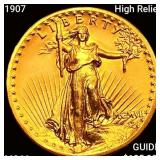 1907 High Relief $20 Gold Double Eagle GEM BU