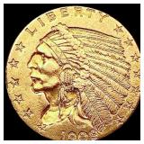 1909 $2.50 Gold Quarter Eagle CLOSELY UNCIRCULATED