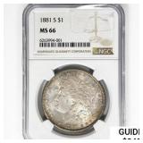 1881-S Morgan Silver Dollar NGC MS66