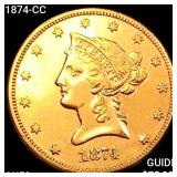 1874-CC $10 Gold Eagle CHOICE AU