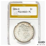 1894-O Morgan Silver Dollar PGA MS63+ PL