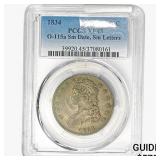 1834 Capped Bust Half Dollar PCGS XF45 Sm. Date, S