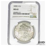 1890-S Morgan Silver Dollar NGC MS62