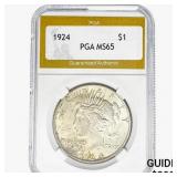 1924 Silver Peace Dollar PGA MS65