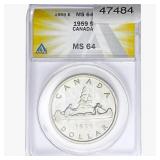 1959 $1 Silver Canada ANACS MS64