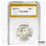 1937-D Washington Silver Quarter PGA MS66