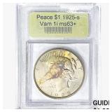 1925-S Silver Peace Dollar USCG MS63+ VAM-1