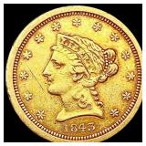 1843-O $2.50 Gold Quarter Eagle NEARLY UNCIRCULATE