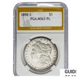 1898-S Morgan Silver Dollar PGA MS63 PL