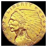 1910 $2.50 Gold Quarter Eagle CLOSELY UNCIRCULATED