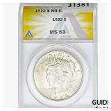 1922 Silver Peace Dollar ANACS MS63