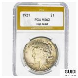 1921 Silver Peace Dollar PGA MS62 HR