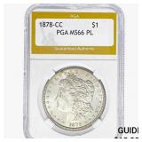 1878-CC Morgan Silver Dollar PGA MS66 PL