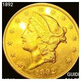 1892 $20 Gold Double Eagle UNCIRCULATED +