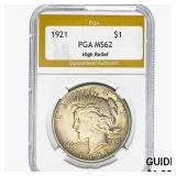 1921 Silver Peace Dollar PGA MS62 HR