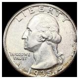 1935-S Washington Silver Quarter CHOICE AU