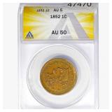 1852 Braided Hair Large Cent ANACS AU50