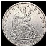 1853 Arrows Rays Seated Liberty Half Dollar CLOSEL