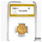 1885-S $5 Gold Half Eagle PGA MS66